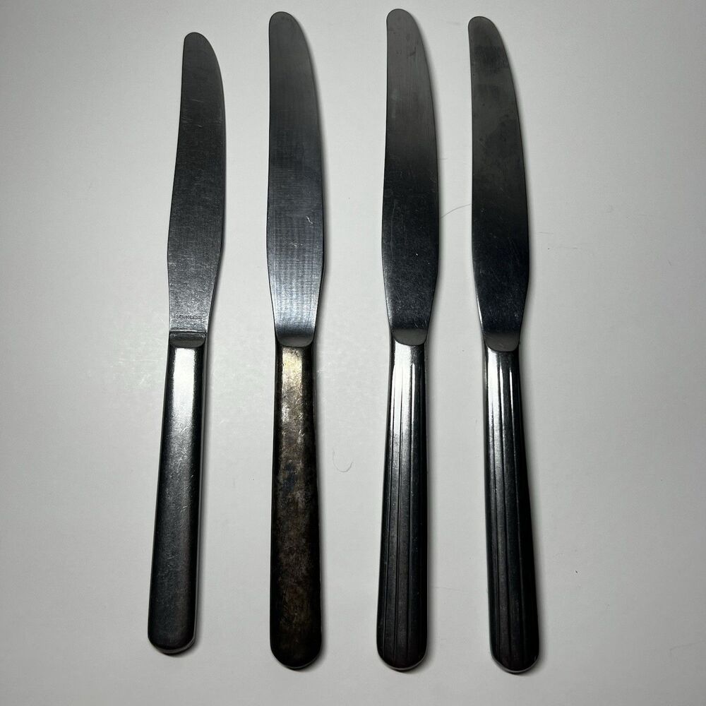 Vintage Mismatched Stainless Steel Dinner Knives Lot of 4 Mixed Patterns